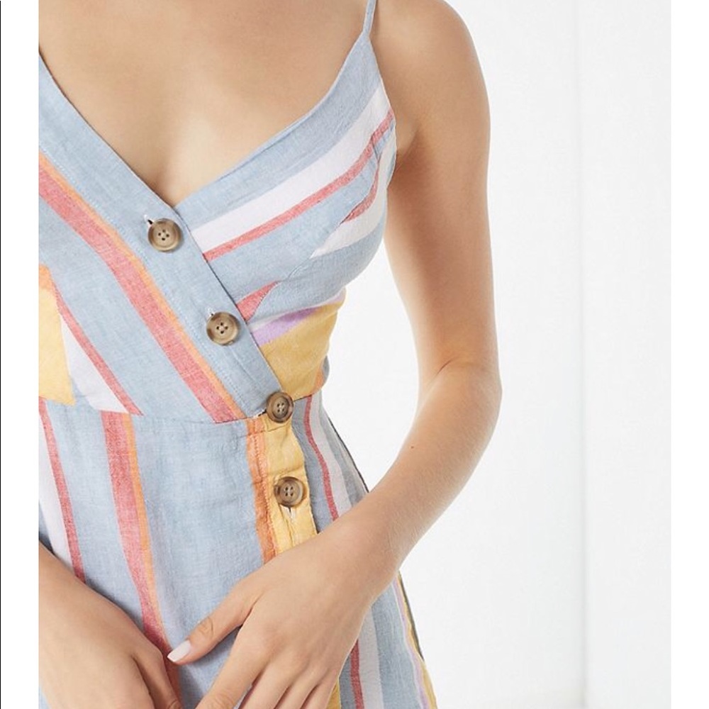 Urban Outfitters Light Blue Striped Button-Front Mini Dress